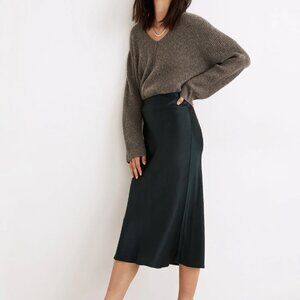 Madewell Satin Midi Slip Skirt NWT Size 6 Black